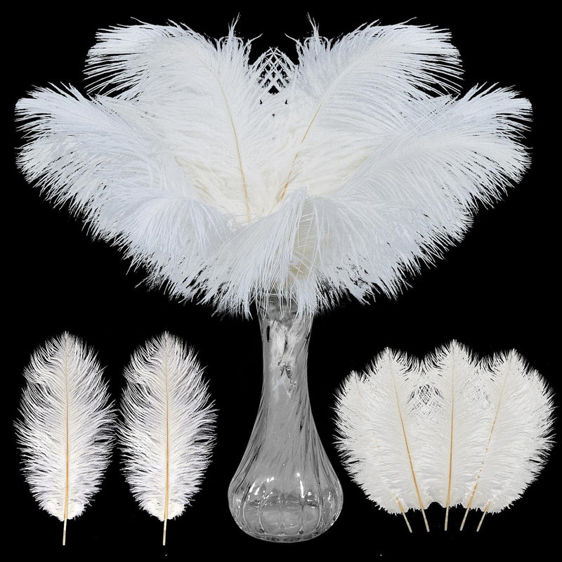 200 Pcs White Ostrich Feathers Bulk 8-10 Inch/ 20-25 Cm Small Ostrich