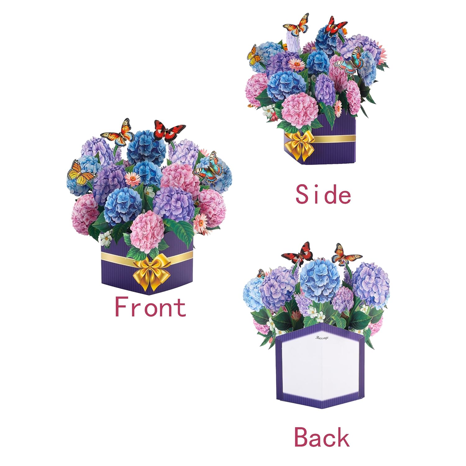 Pop Up Flower Cards Paper Flower Bouquet Pop Up Card For Mother'S Day, Birthday, Anniversary, 3D Pop Up Card With Envelope For Mother Wife Grandmother,Hydrangea