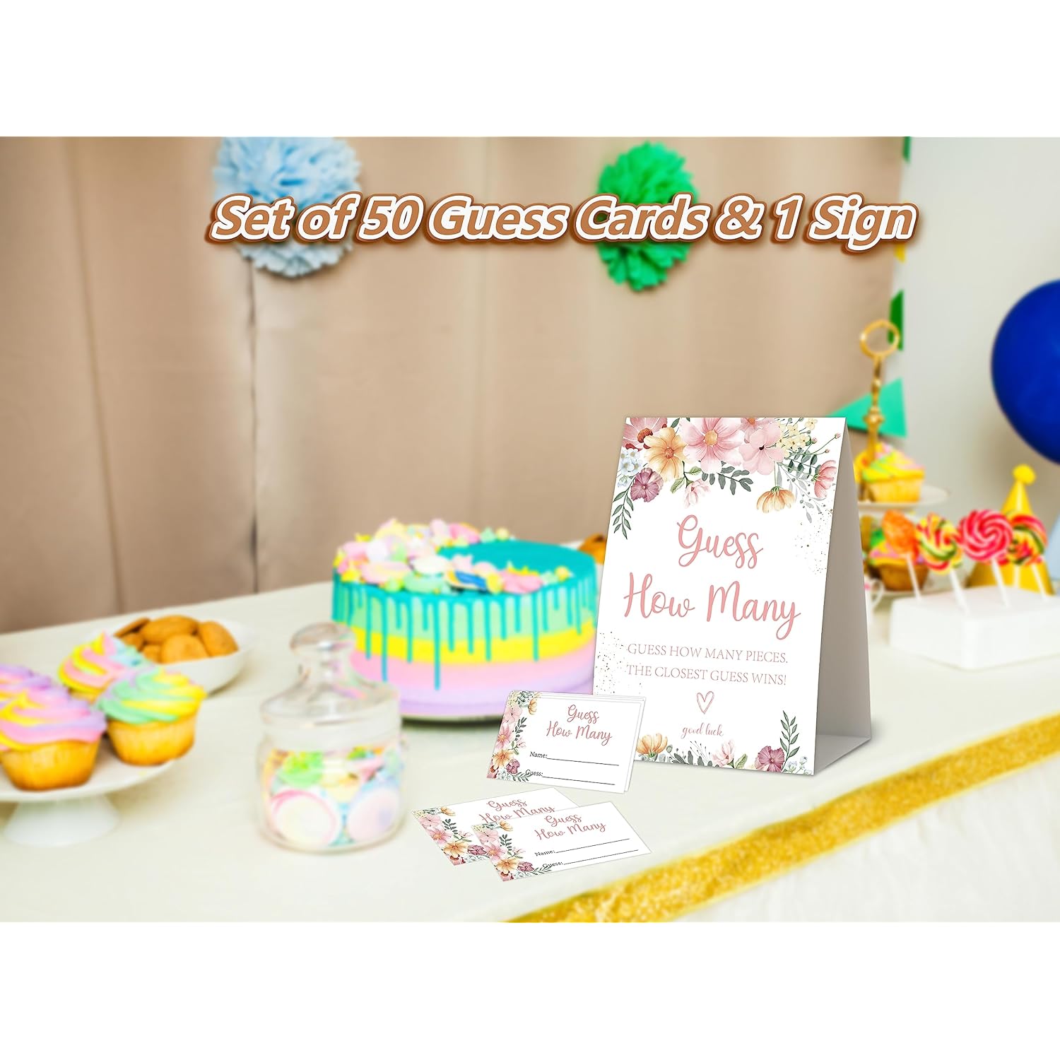 Boho Shower Game,How Many,Baby Shower Games,Wedding Shower Games,Baby Shower Decorations Gender Neutral,Bridal Shower Decoration,Birthday Party Game,50 Cards & 1 Sign -13