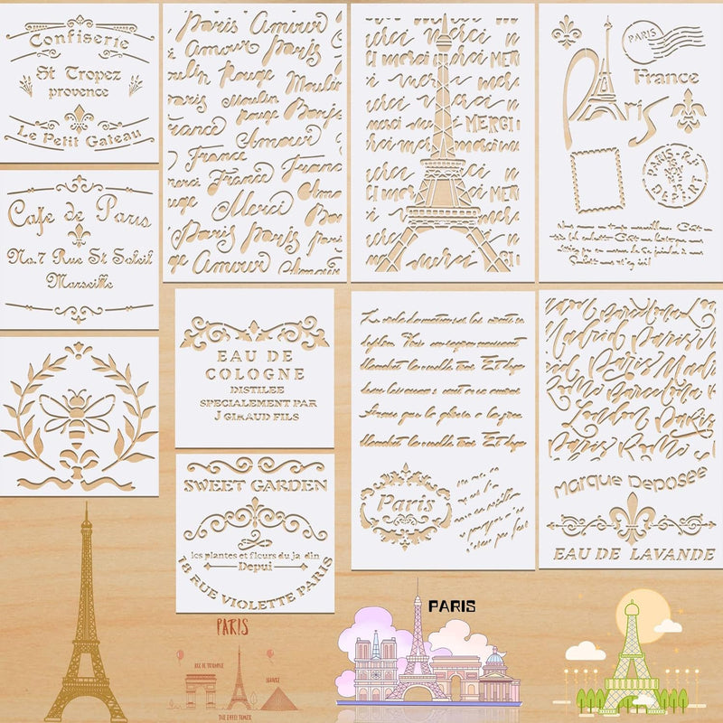 10 Pieces French Writing Stencils Diy Art Craft Script Writing Stencils French