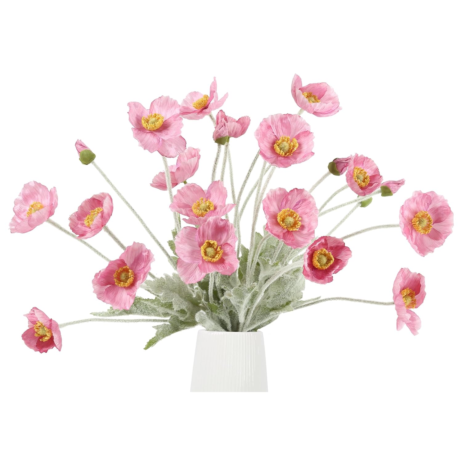 Artificial Silk Poppy Flowers, 6 Stems, Real Touch For Home, Garden, Wedding, Table Centerpiece, Party & Festival Decorations, Diy Flower Arrangements, Pink