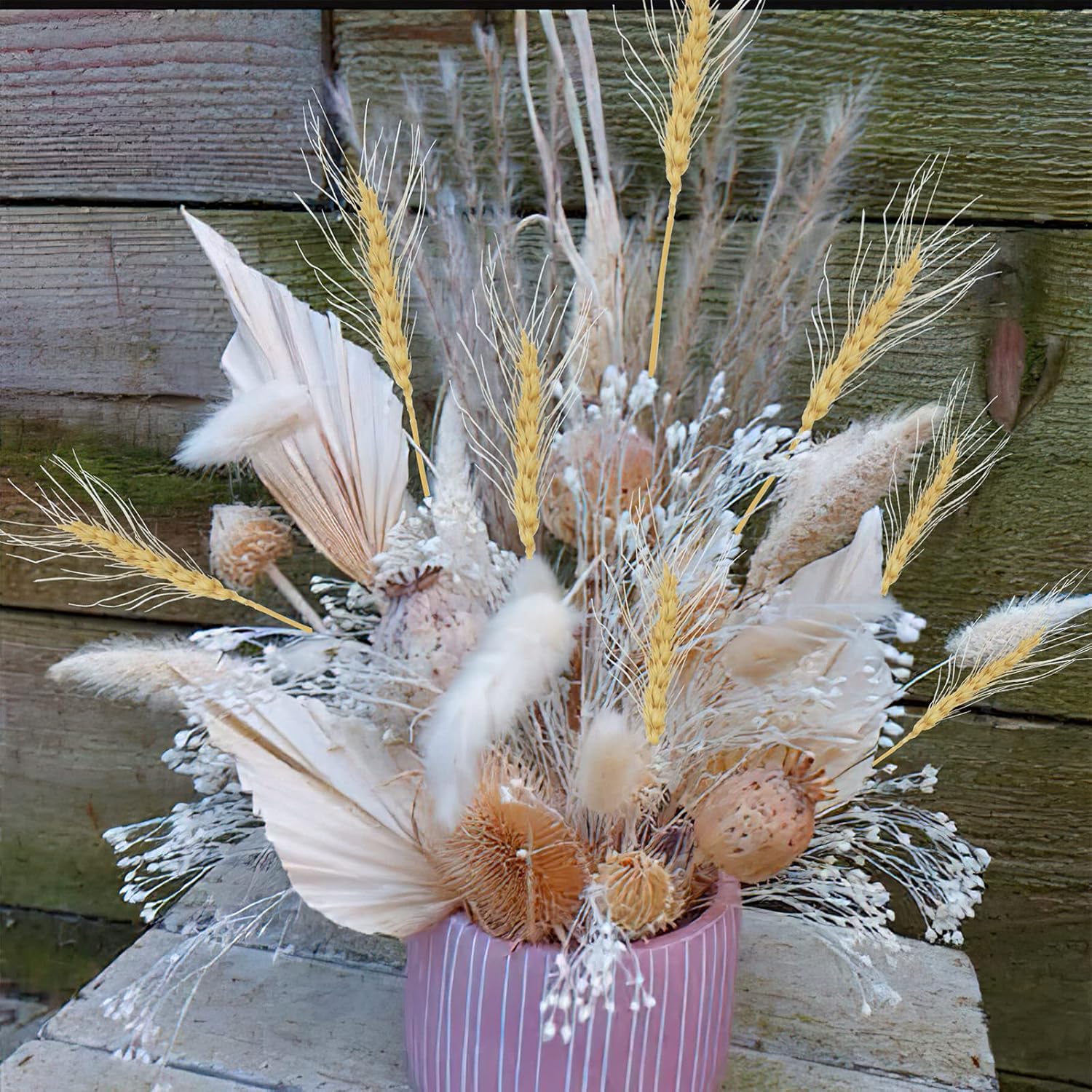 100 Pcs Dried Wheat Stalks Bundle Grass Natural Dried Wheat Sheaves Stems Dried Flowers Arrangement Bouquet For Wedding Party Table Centerpiece Fall Harvest Wreath Boho Decor Farmhouse Diy