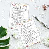 Baby Shower Party Games- Floral Watercolor Flower-Baby Trivia Game For Guest-30 Game Card & 1 Answer Card-Wishes For Baby-Baby Announcement Gender Reveal Game Card 09