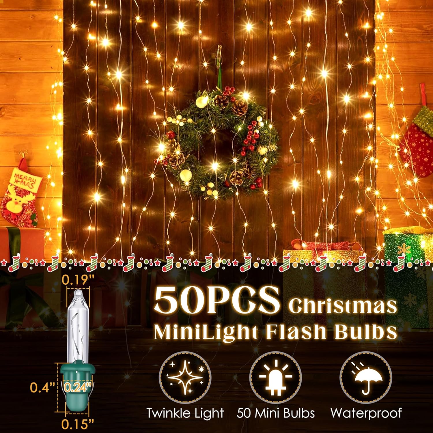 50 Pieces Twinkle Christmas Tree Light Replacement Bulbs, 2.5 Volt Clear Incandescent Bulbs Christmas Tree String Light