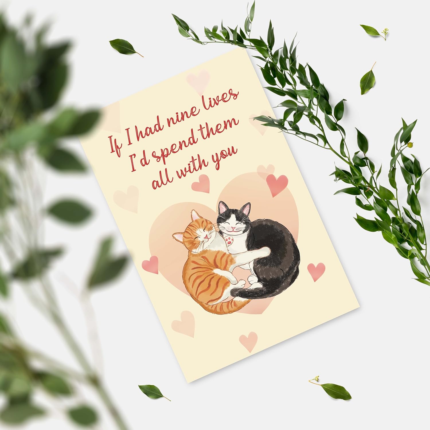 Cute Cat Couple Valentine’S Day Card Gifts For Him Her, Romantic Anniversary Cards For Boyfriend Girlfriend Husband Wife, Sweet Feline Love Greeting Card For Couples
