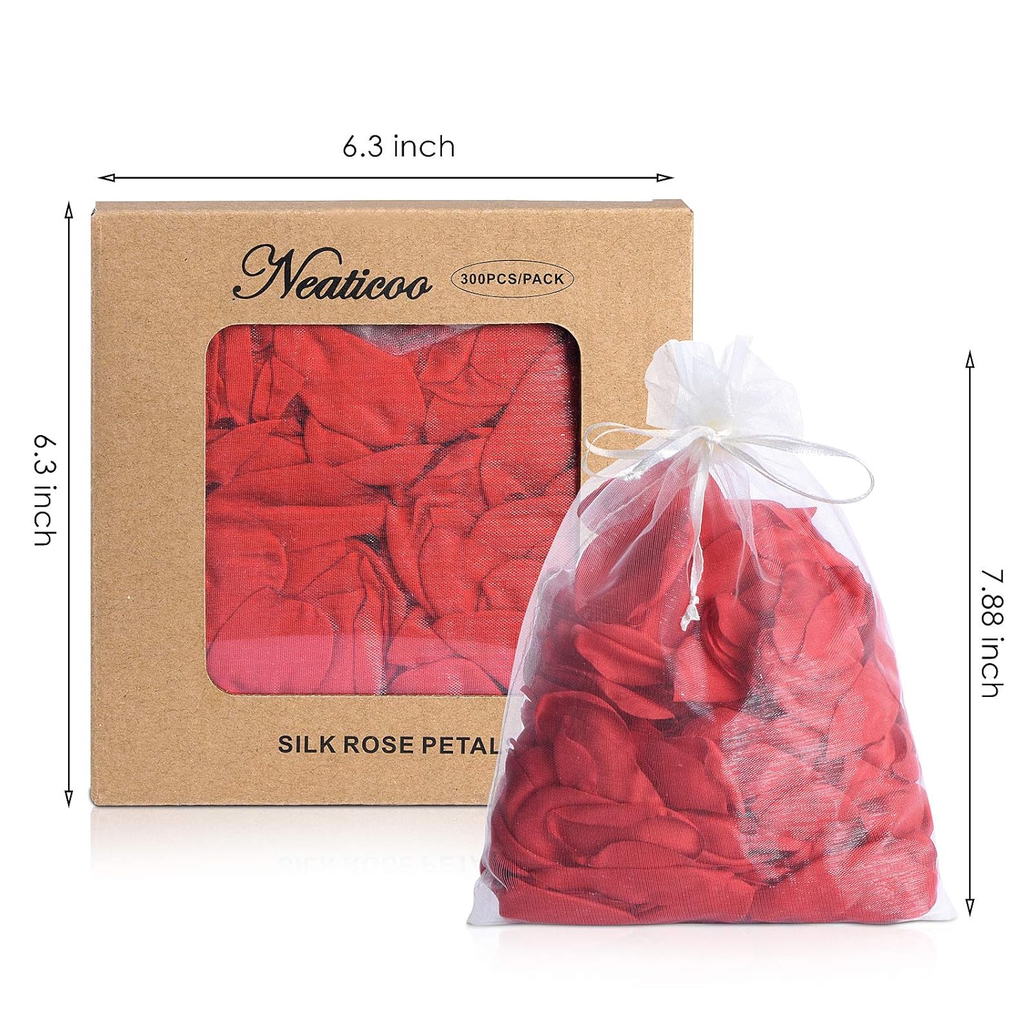 300Pcs Artificial Red Rose Petals For Romantic Night Flower Girl Silk Flower Petals For Wedding Aisle Table Centerpieces Confetti Party Favors Table Decoration(Red)