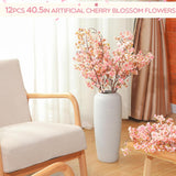 12 Pack 40.5 Inch Artificial Cherry Blossom Branches Bulk Fake Cherry Blossom Flowers Long Stems Silk Faux Pink Cherry Flower Vase Arrangement For Wedding Table Centerpiece Diy Home Decor