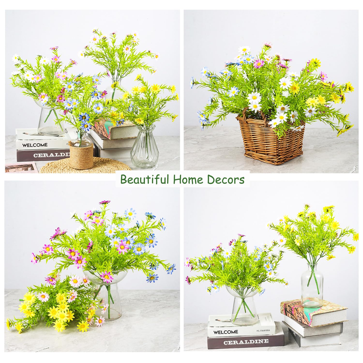 10 Bundles Artificial Daisy Flowers Faux Plants For Outdoors Fake Flowers Uv Resistant No Fade For Garden Porch Patio Window Box Decoration (Pink)