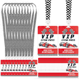 25 Sets Racing Vip Pass Cards Race Car Theme Birthday Party Pvc Vip Passes Tickets With Checkered Lanyards For Event Gamer Fast One Invitations