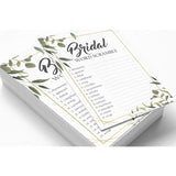 Scramble Bridal Shower Game Cards Greenery Party Wedding Supplies 50-Pack Wedding Word