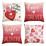 Happy Valentine'S Day Pink Heart Throw Pillow Covers, 20 X 20 Inch I Love You Forever Be Mine Xoxo Hug Me Anniversary Wedding Cushion Case Decoration For Sofa Couch Set Of 4