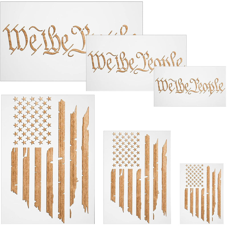 6 Pieces American Flag Stencils We The People Stencil Reusable Tracing Templat