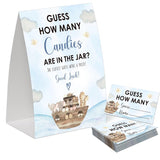 Noah'S Ark Guess How Many Candies Are In The Jar Game For Baby Shower, Pack Of One 5X7 Sign And 50 Guessing Cards, Boho Animals Baby Shower Decoration, Gender Neutral Party Supplies - Gc09