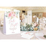 Blush Pink Floral Date Night Game, Date Night Ideas Sign With 50 Cards, Bridal Shower Game, Modern Bridal Shower Decorations, Wedding Date Night Advice - 08