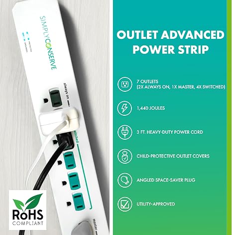 SC73T1 Power Strip Surge Protector Multiple Outlets White Extension Cord