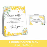 Sweet As Can Bee Baby Shower Game Cards, 50 Diaper Raffle Tickets And 1 Self-Standing Diaper Raffer Sign-?Lblk-001?