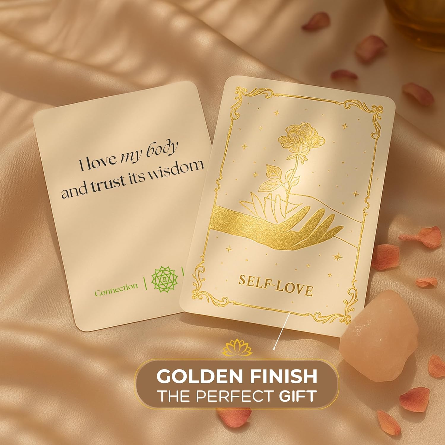 Daily Affirmation Cards – 40 Spiritual Mindfulness Cards For Inner Healing, Self-Love & Manifestation – Elegant Deck For Women With Gift Box & Guide – Uplifting Positive Quotes For Daily Use