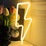 Lightning Bolt Neon Sign Yellow LED Wall Light USB/Battery Powered Kids Room Decor
