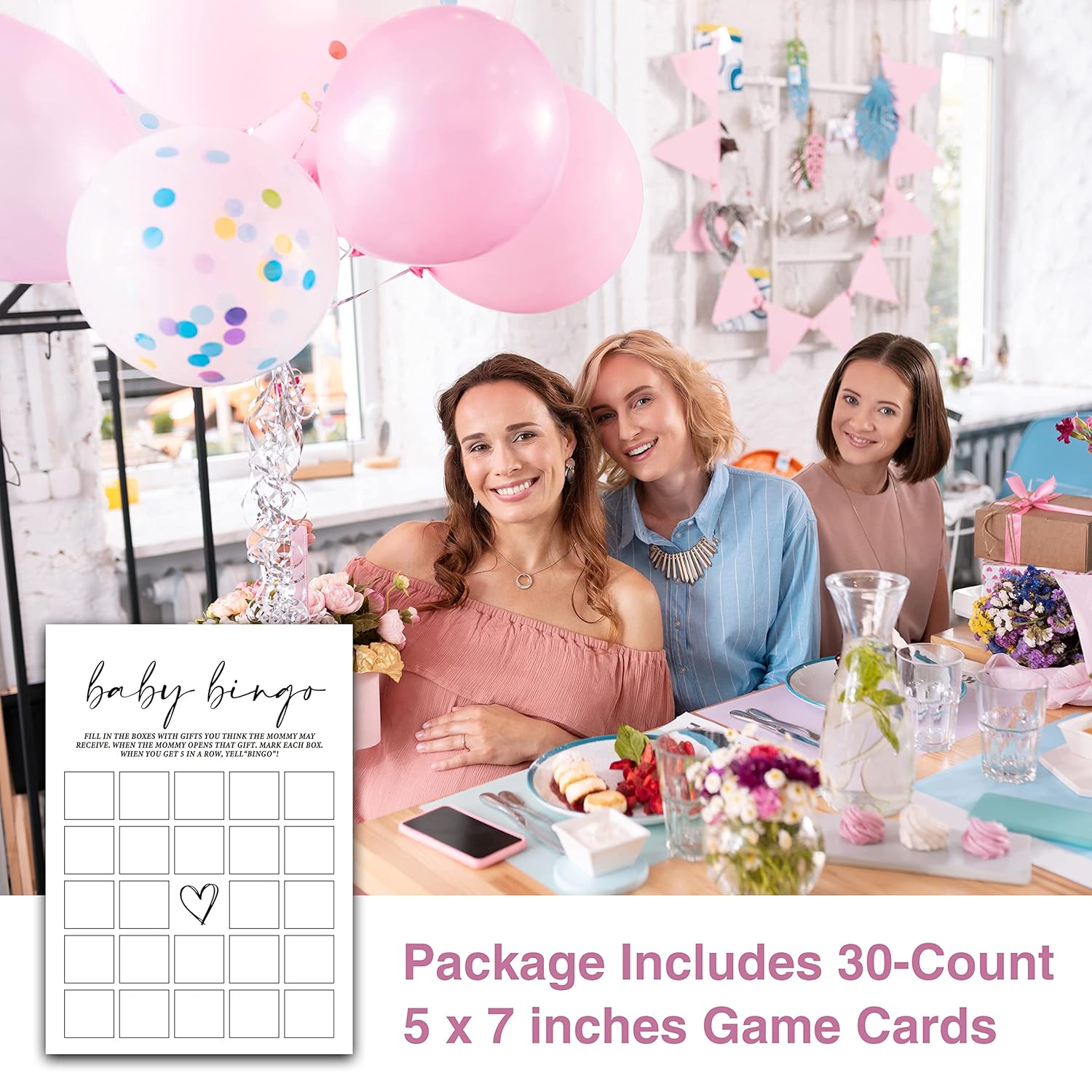 Baby Shower Games(5" X 7"), 30 Sets Modern Black And White Baby Bingo Guess Gift Game Cards, Boy Girl Gender Neutral Baby Shower Supplies-B07