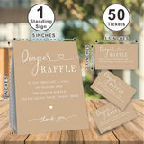Minimalism Baby Shower Diaper Raffle Game Kit, 50 Brown Diaper Raffle Tickets & 1 Standing Sign, Decoration For Baby Shower, Gender Reveal, Activity Supplies - A04