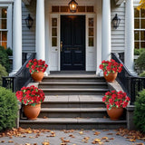 4Pcs Realistic Outdoor Artificial Fake Geraniums Silk Flowers Plants, Uv Resistant, No Fade, Look Real Outside Faux Plastic Greenery Red Flowers For Garden Porch Patio Window Box Hanging Planter