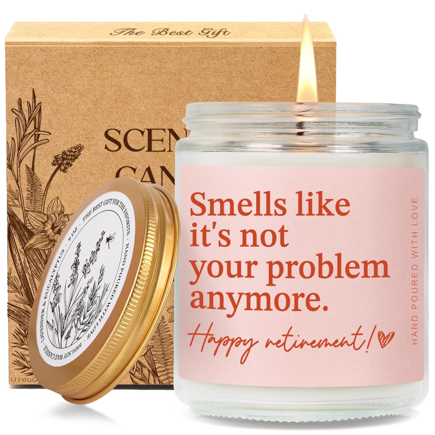 Funny Retirement Candle Gift For Woman, Smells Like Its Not Your Problem Anymore Candle, Best 2025 Retired Candles Gifts For Women Her Friends Coworker Teacher, Happy Retirement Candles44