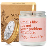 Funny Retirement Candle Gift For Woman, Smells Like Its Not Your Problem Anymore Candle, Best 2025 Retired Candles Gifts For Women Her Friends Coworker Teacher, Happy Retirement Candles44