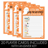 Orange Little Boo Is Almost Due Halloween Baby Shower Games - Animal Pregnancy And Emoji Picture 2 Activity Game Bundle - Set Of 20 Player Cards, Halloween Gender Reveal