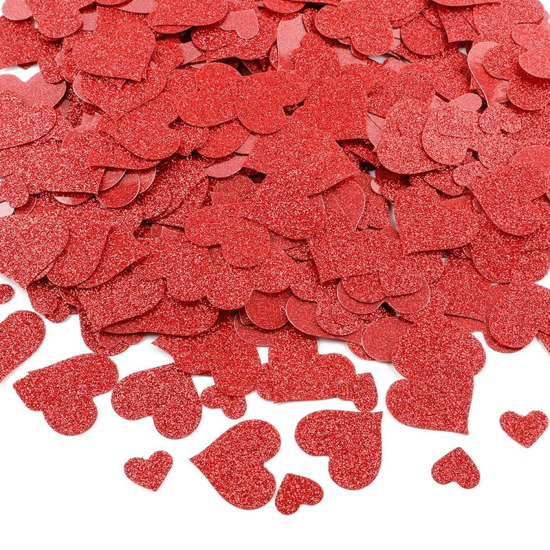 600Pcs Valentines Day Heart Confetti Red Glitter Valentines Confetti H