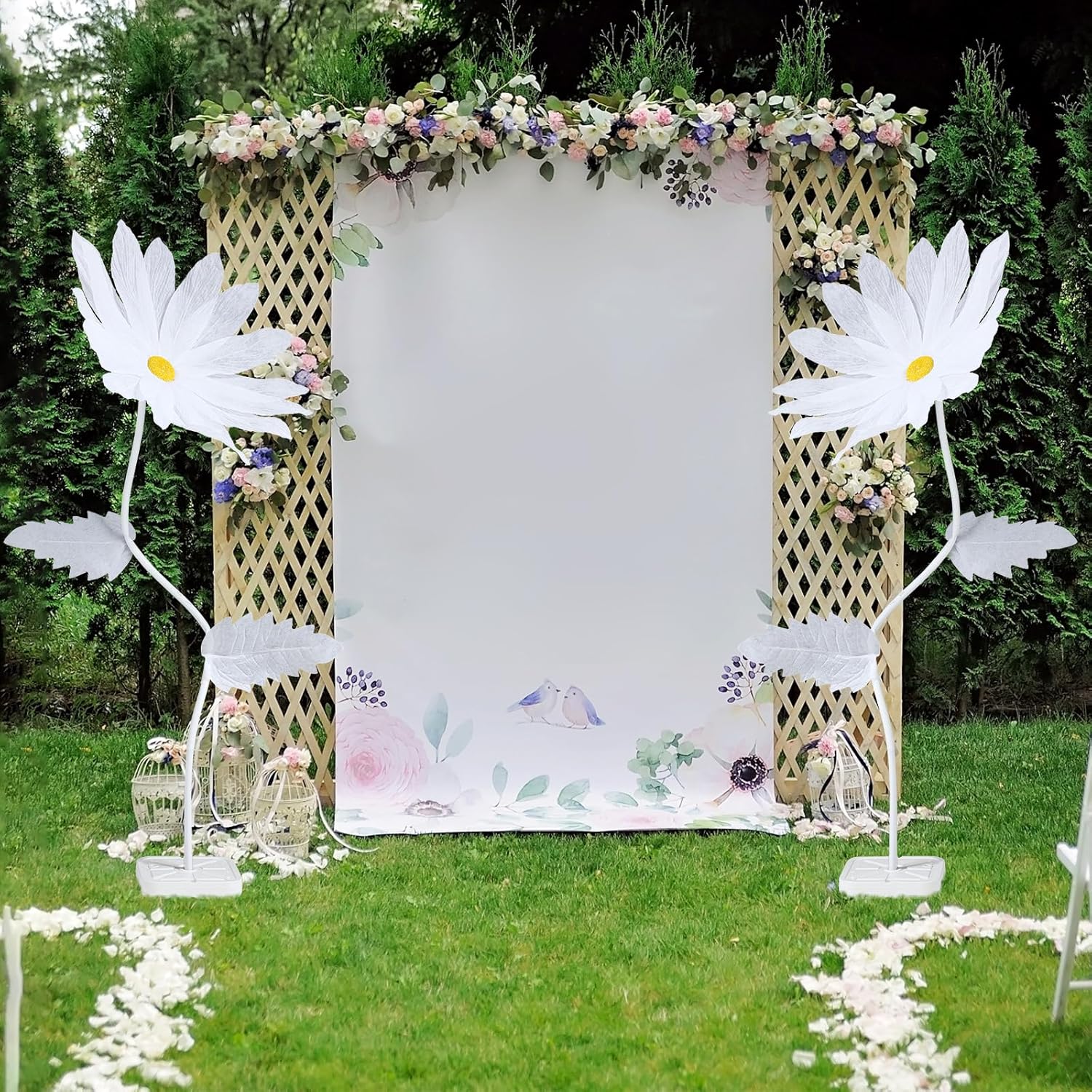 Large Daisy Flower 5.6 Ft Giant Flower For Decoration With Stand White Artificial Daisy Decor Wall Backdrop For Photo Props Birthday Wedding Party Graduation Window Display