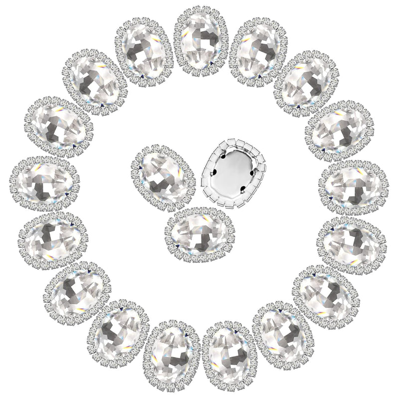 Sew On Rhinestones 30Pcs Oval Flatback Crystal Rhinestone Buttons With Diamond