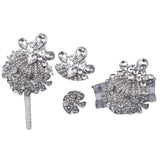 Corsage Wrist And Boutonniere Set 2 Luxury Artificial Rhinestones Handmade For Wedding Party Ceremony Anniversary Prom Perfect For Groom'S Boutonniere And Bride'S Wrist Flowers (Silvery)