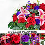 Artificial Cemetery Flower With Vases For Grave, 3Pc,Red Rose Headstone Flower Saddle (Vases Included)