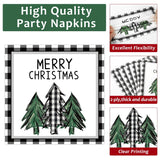 100Pcs Christmas Paper Plates And Napkins Buffalo Plaid Xmas Party Decoration Disposable Merry Christmas Tree Themed Tableware Dinnerware Set For Holiday Xmas Winter Party Supplies Serve 25