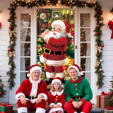 Christmas Door Cover, 79X35Inch Santa Claus Fabric Hanging Banner Door Sign Santa Background For Christmas Door Decorations Home Office Decor