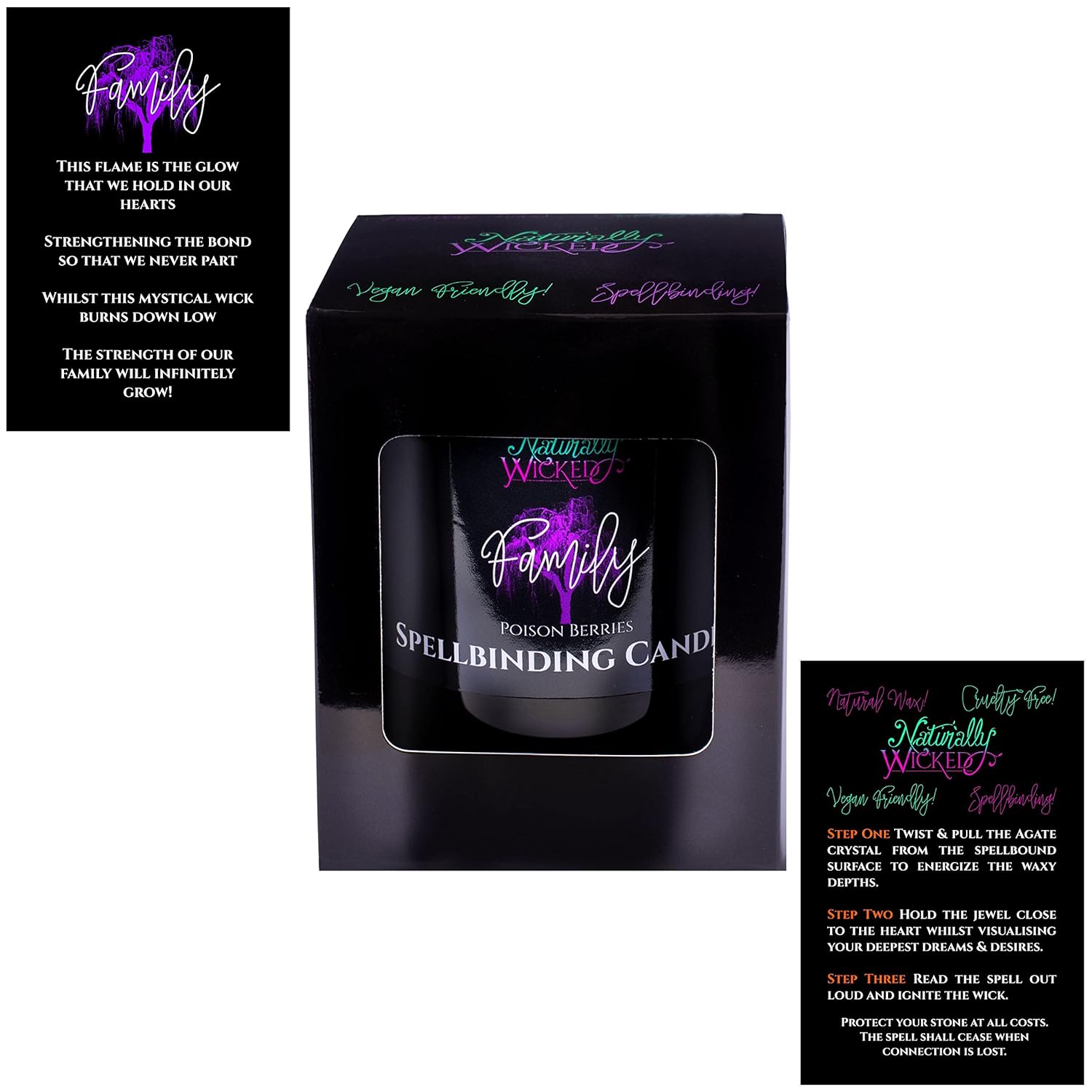 Spellbinding Family Candle With Crystal, Wood Wick & Gift Box