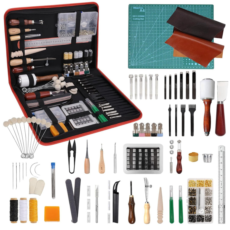 386 Pcs Advanced Leather Sewing Tools And Supplies With Carrying Organizer Cut