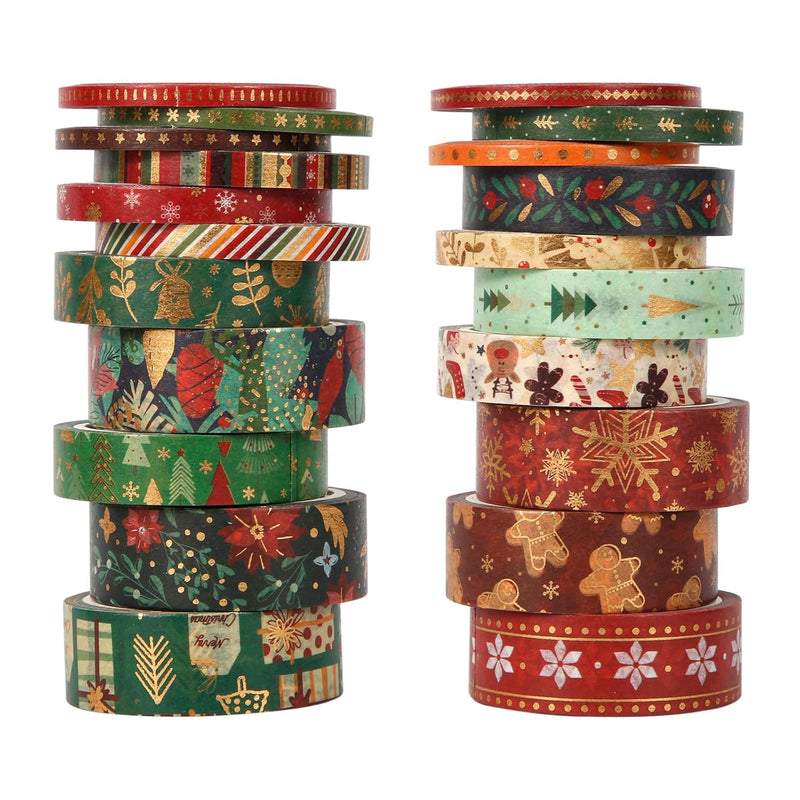 21 Rolls Christmas Washi Masking Tape, Snowflake Deer Christmas Tree Gingerbre