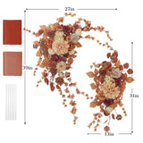 Artificial Wedding Arch Flowers Kit(Pack Of 4) 2Pcs Large Artificial Flower Swags With 2Pcs Draping Fabric For Wedding Party Ceremony Decoration(Burnt Orange)