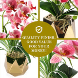 Orchids Artificial Flowers, Fake Orchid Plants & Flowers In Vase, Faux Orchid In Pot For Home Decor Indoor,Pink Artificial Flowers With Gold Vase