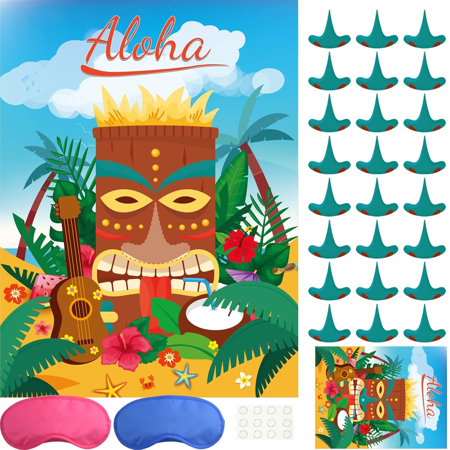 Pin The Nose Game For Hawaiian Luau Party Pin Game For Aloha Tiki Party Supplies Tropical Party Game,Family Classroom Activities