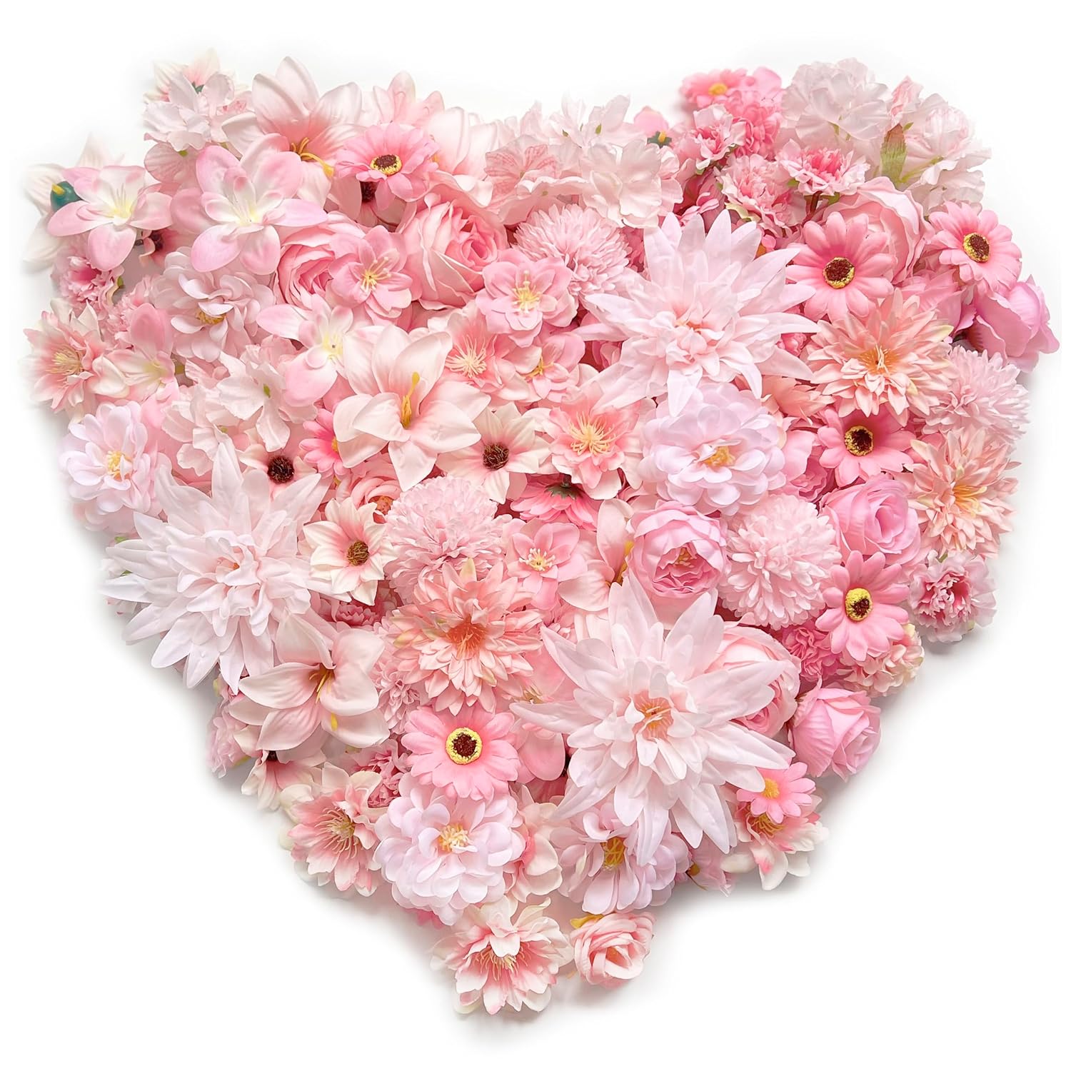 Fake Flowers Pink Rose Artificial Flowers Bulk Small Faux Flowers Heads For Crafts Diy Home Spring Wreath Garden Floral Party Wildflower Garland Decor Mini Silk Fabric Flowers Decoration 3-12Cm (Pink)
