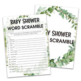 Baby Shower Game Cards, Word Scramble Game, Tropical Jungle Theme Party Games, Set Of 30 (Green005)