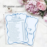 Blue Bow Bridal Shower Games For 30 Guests - Wedding Shoe Game, Wedding Games Cards For Bride Groom, Engagement Bridal Shower Party Activities For Reception -Blueyx003