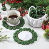 5 Pcs Wreath Crochet Coaster Set Wreath Coaster With White Pot Storage Basket Handmade Present Woven Cup Mats Kit For Holiday Party Gifts Kitchen Office Home Decor