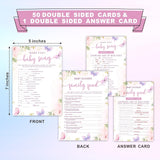 5" X 7" Floral Baby Shower Double-Sided Game Cards With Answer Card - 50 Name That Baby Song & Family Feud - 2 Games, Gender Reveal Game Cards - Party Decor & Supplies - A05