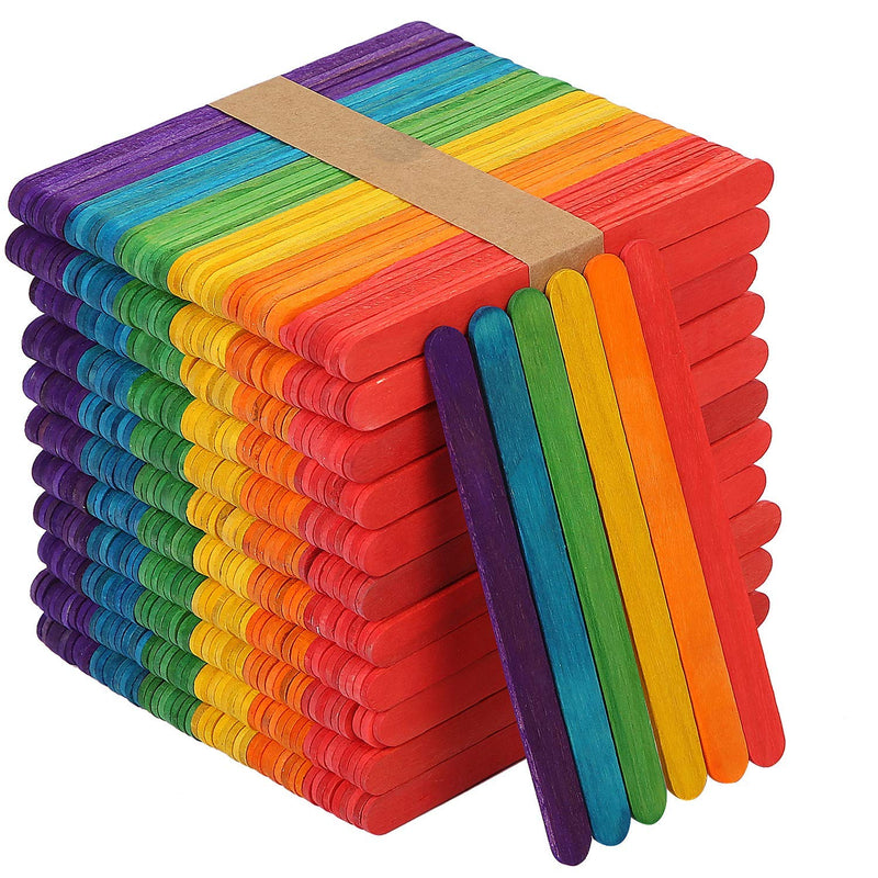 3000 Pcs Colored Popsicle Sticks, Natural Colored Wood Craft Sticks Jumbo Colo