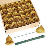 Gold Roses,30Pcs Sparkle Roses Gold Flowers Artificial Roses With Stems For Crafts Wedding Bouquet Party Home Decor(Gold)