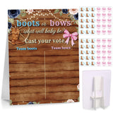 Boots Or Bows Gender Reveal Game Board With Stand, 60 Pink Bow & Brown Boot Stickers, Cast Your Vote Baby Shower Party Supplies, Boy Or Girl Guessing Game Decorations For Gender Reveal Party