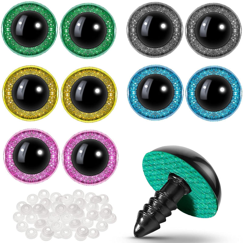 100 Pieces Large Safety Eyes For Amigurumi Stuffed Glitter Animal Eyes Plastic